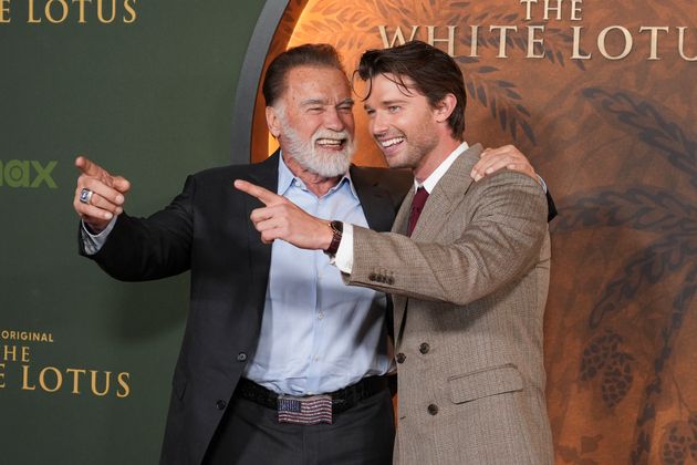 Arnold and Patrick Schwarzenegger at the premiere of The White Lotus season three