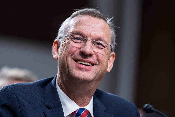 Doug Collins, President Donald Trump's secretary of the Department of Veterans Affairs, appears at a confirmation hearing last month at the Capitol in Washington, D.C.