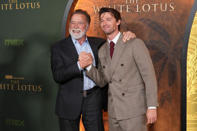 Arnold and Patrick Schwarzenegger at the premiere of The White Lotus season three earlier this month