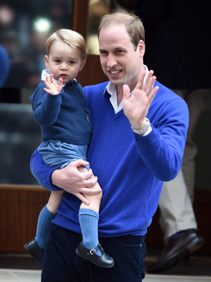 The two arrive at the Lindo Wing at St. Mary's Hospital on May 2, 2015, in London.