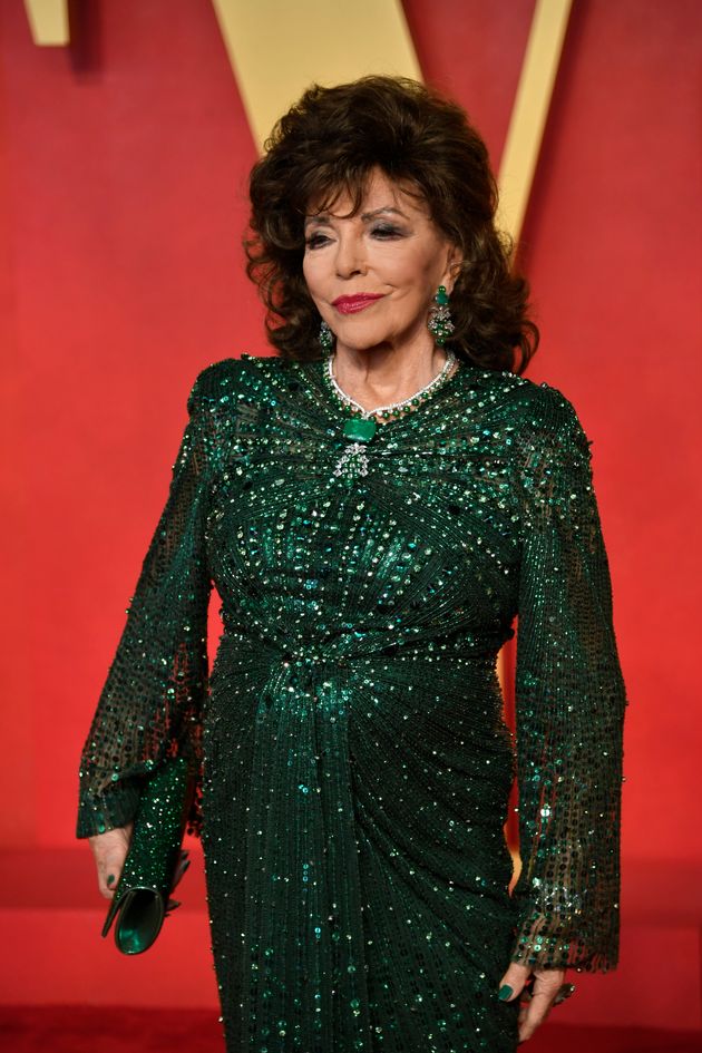 Dame Joan Collins pictured at an Oscars after-party in 2024