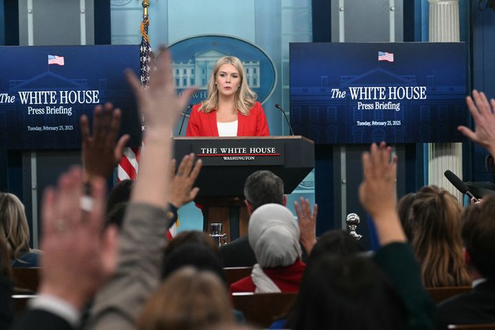 White House Press Secretary Karoline Leavitt takes questions during the daily briefing on Tuesday.