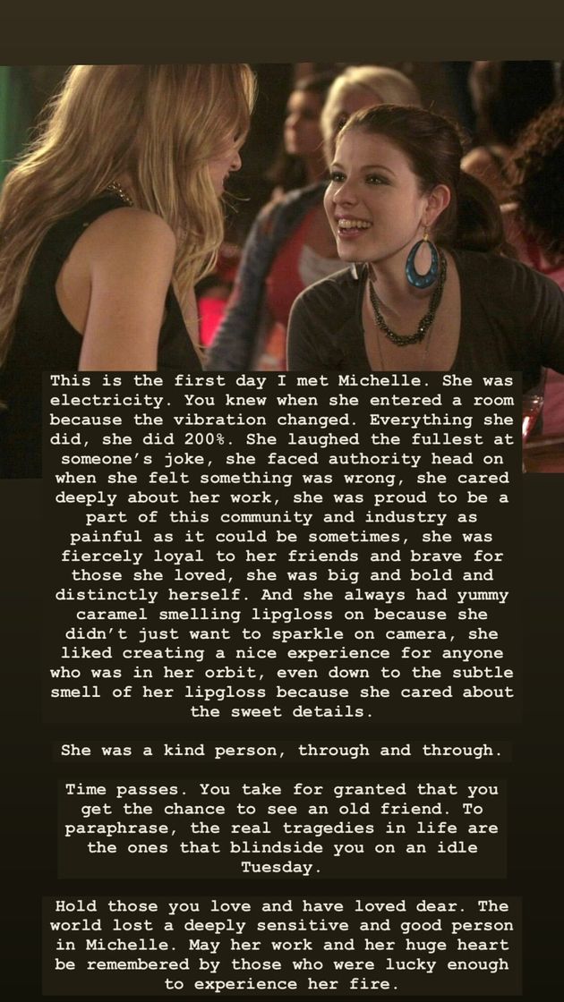 Blake Lively shared her memories of working with Michelle Trachtenberg on Instagram.