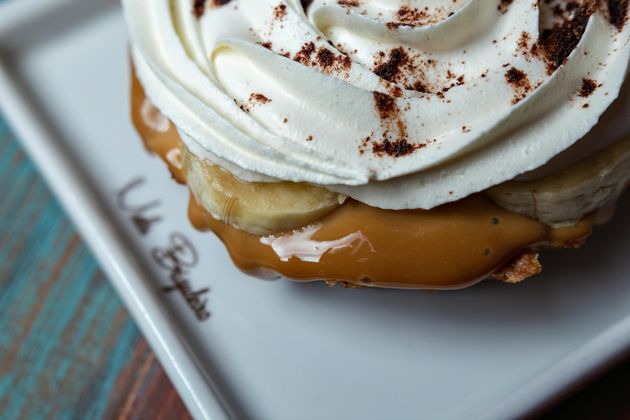 Cropped image of banoffee pie.