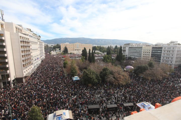 Φωτογραφία από το συλλαλητήριο στη μνήμη των θυμάτων του δυστυχήματος στα Τέμπη - Αθήνα, Κυριακή 26 Ιανουαρίου 2025