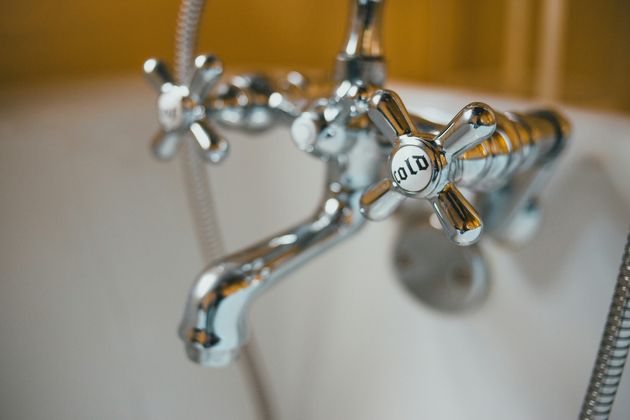 Close up of hot and cold taps