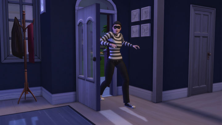 A thief visits a home — a rite of passage in any Sim player's life.