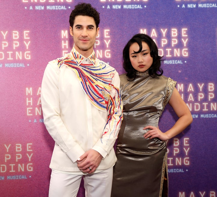 “I’m playing a non-human so the one thing that I want to do the entire time is cry my eyes out,” Criss (left) said of his “Maybe Happy Ending” role. 