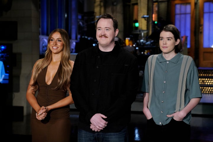 Musical guest Tate McRae, host Shane Gillis and comedian Jane Wickline during Promos on Feb. 27.