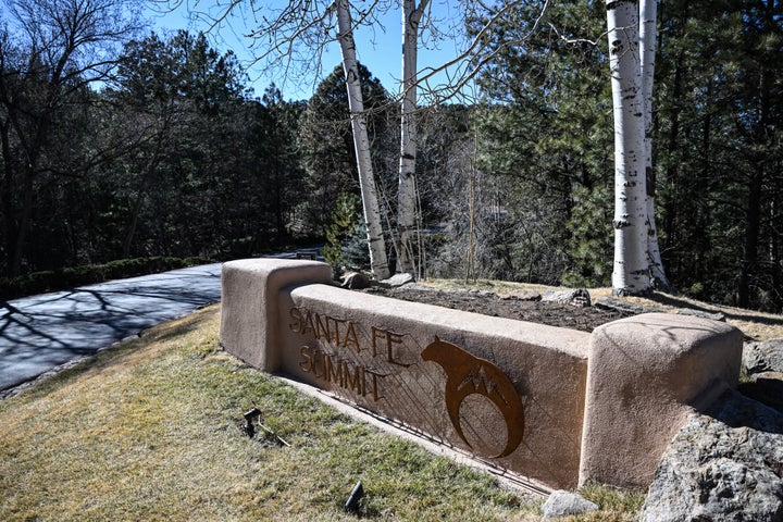 A general view of the entrance to the Santa Fe Summit neighborhood where late US actor Gene Hackman lived, in Santa Fe, New Mexico, on February 28, 2025.