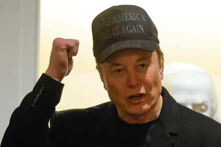 Elon Musk speaks during a Cabinet meeting with President Donald Trump at the White House in Washington, on Feb. 26. 