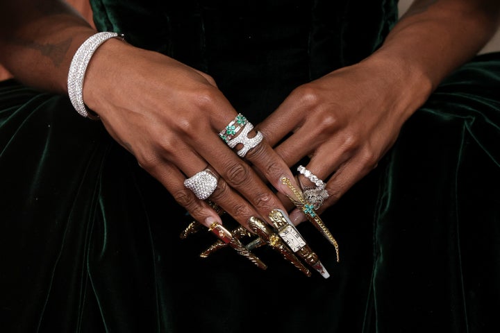 The "Wicked" star rocked long talons with several Oz-inspired motifs.