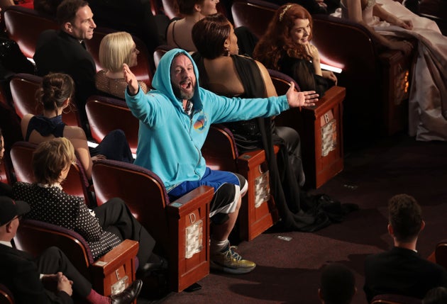 Adam Sandler losing his cool at the 97th Academy Awards Sunday night.