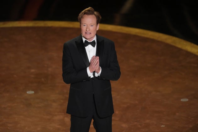 Conan O'Brien on stage during the 2025 Oscars