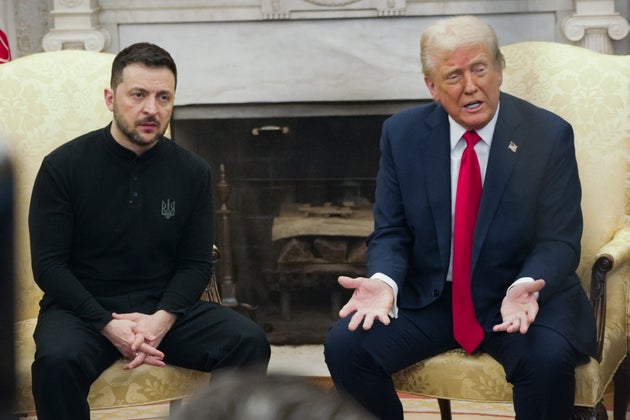 Ukrainian president Volodymyr Zelenskyy and American president Donald Trump during their meeting on Friday