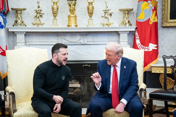 President Donald Trump meets with Ukrainian President Volodymyr Zelenskyy in the Oval Office at the White House on Feb. 28, 2025, in Washington, D.C.