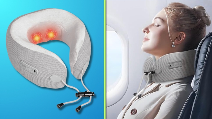 This travel neck pillow is also a heated massager, grab it for $30. 