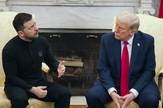 President Donald Trump, right, meets with Ukrainian President Volodymyr Zelenskyy in the Oval Office at the White House, Friday, Feb. 28, 2025, in Washington.