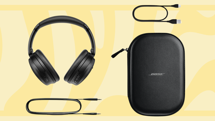 These headphones come with their own case, a USB-C charging wire and audio cable.