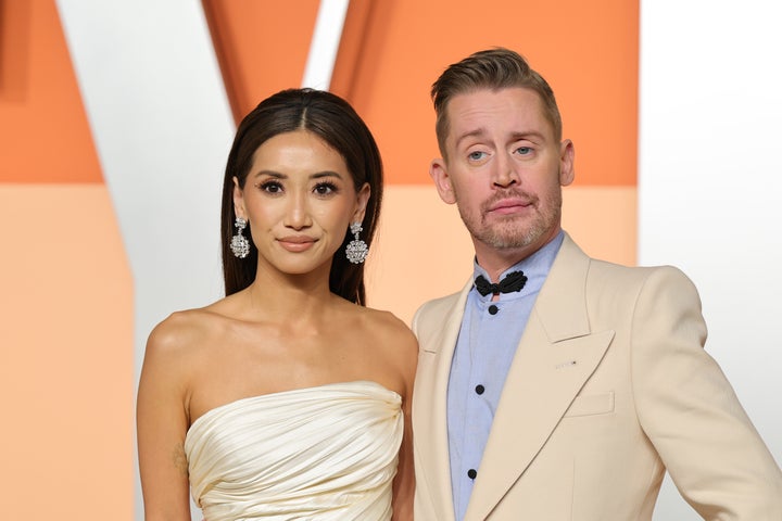 Brenda Song and Macaulay Culkin attend the 2025 Vanity Fair Oscar Party on Sunday in Beverly Hills, California.