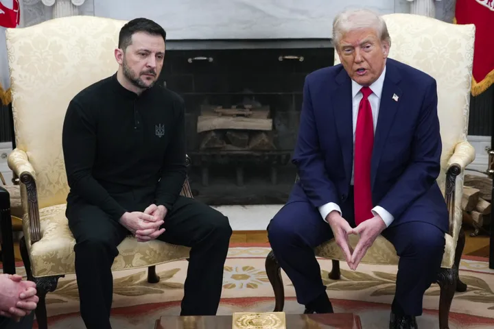 Ukrainian President Volodymyr Zelenskyy during a meeting with President Donald Trump at the Oval Office in the White House on Feb. 28 in Washington, D.C.