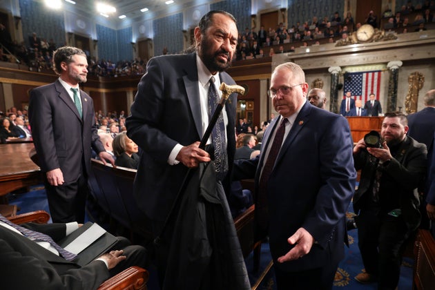 Rep. Al Green (D-Texas) is removed from the chamber as President Donald Trump addresses a joint session of Congress.