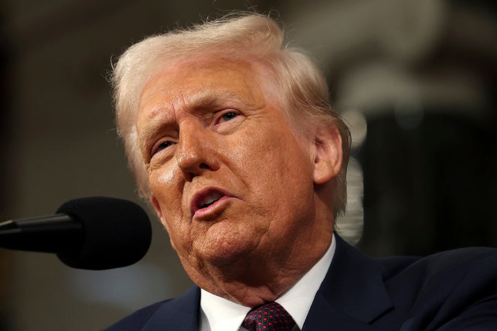 President Donald Trump addresses a joint session of Congress at the Capitol in Washington, D.C., on Tuesday.
