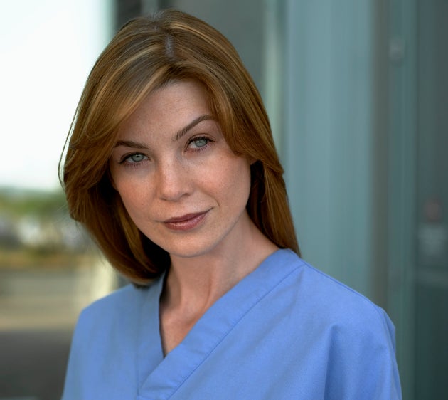 Ellen Pompeo in character as Meredith Grey