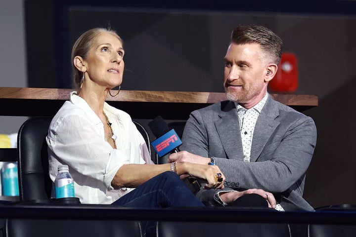 Céline Dion and ESPN's Marty Smith at Tomorrow's Golf League (TGL) match on March 4. 