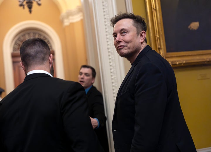 Elon Musk departs the Capitol following a meeting with Senate Republicans, in Washington, Wednesday, March 5, 2025. (AP Photo/J. Scott Applewhite)