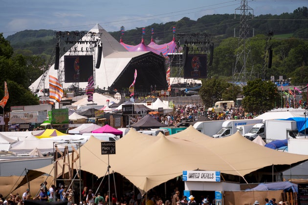 The Pyramid Stage during the Glastonbury Festival in Worthy Farm, Somerset, England, Thursday, June 27, 2024. (Scott A Garfitt/Invision/AP)