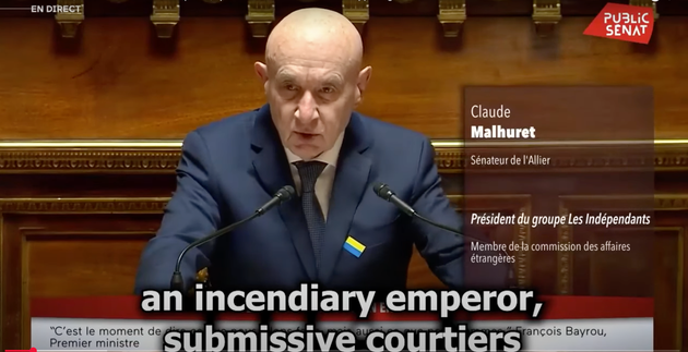 French Senator Claude Malhuret addresses his colleagues regarding the security of Europe.