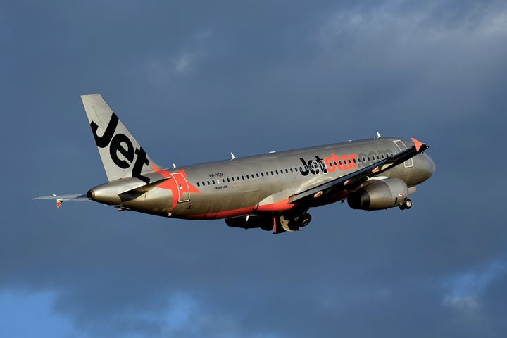 An Airbus A320 aircraft operated by Qantas Airways Ltd.'s low-cost unit Jetstar Airways takes off at Sydney Airport in Sydney, Australia, on Feb. 24, 2025.