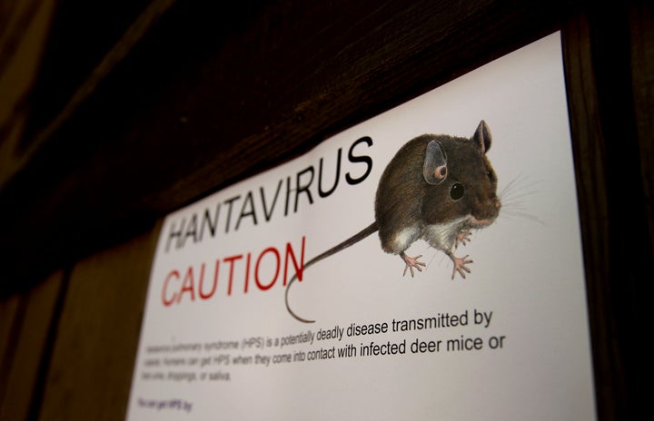 Warning signs for the hantavirus are posted throughout Curry Village at California's Yosemite National Park in 2012.