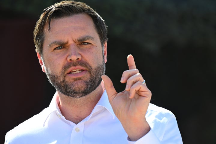Above is the real U.S. Vice President JD Vance. But online, Vance's face has become meme fodder. 