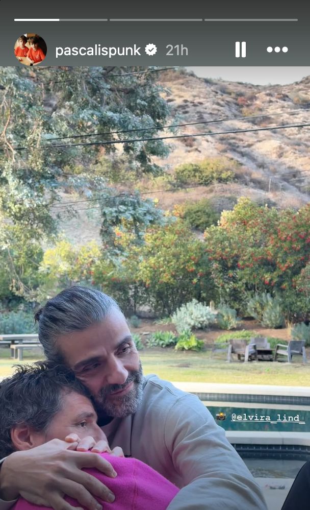 The photo of Oscar Isaac holding his friend, Pedro Pascal.