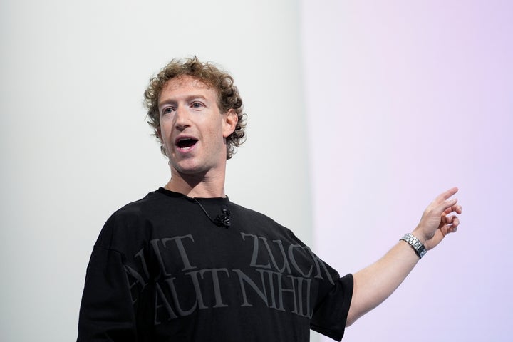 Mark Zuckerberg speaks during the Meta Connect conference on Sept. 25, 2024, wearing his "aut Zuck aut nihil" T-shirt. 