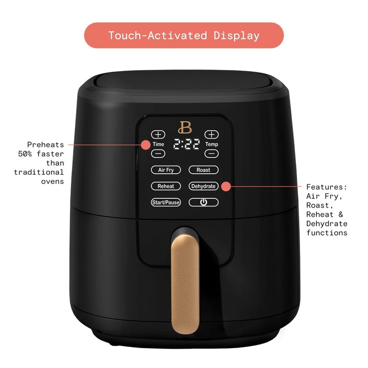 The Beautiful air fryer sports a sleek digital touchscreen and dishwasher-safe crisping accessories.