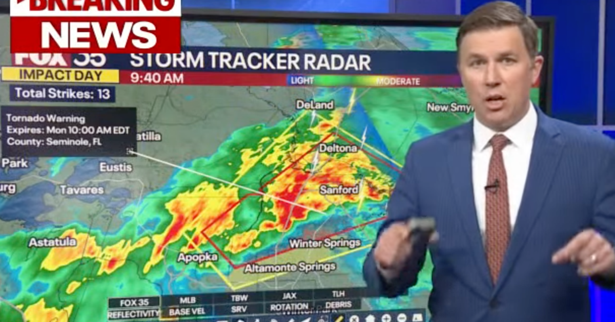 Meteorologist Has Intense Real-Time Reaction As Tornado Strikes Studio Live On Air