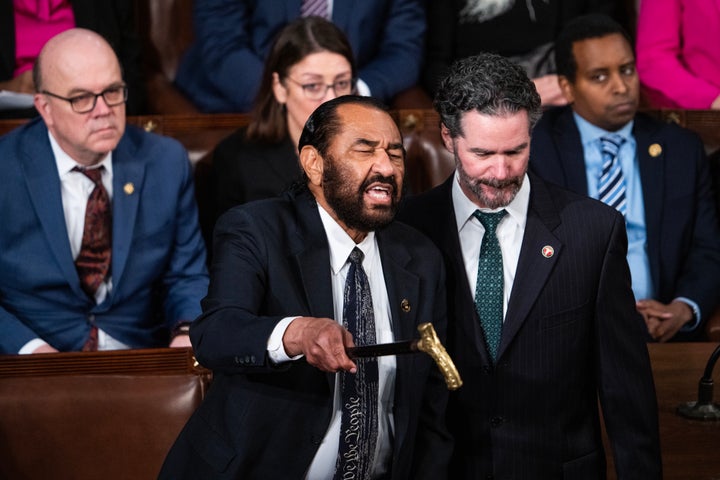 Rep. Al Green, D-Texas, photographed before he was escorted out the House Chamber of the U.S. Capitol during President Donald Trump's address to a joint session of Congress on Tuesday, March 4, 2025.