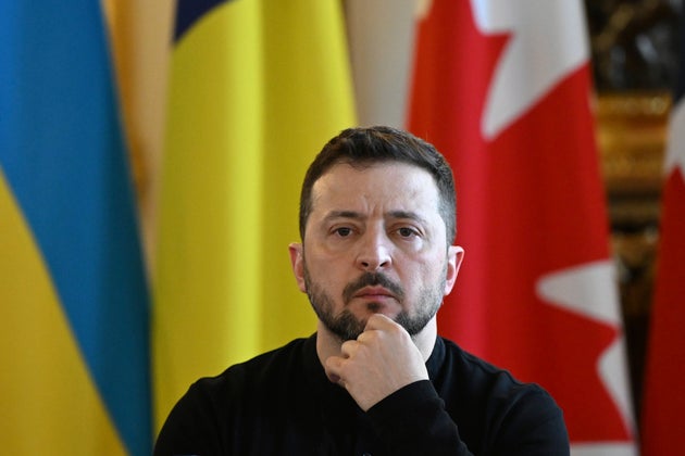 Ukraine's President Volodymyr Zelenskyy at the European leaders' summit to discuss Ukraine, hosted by Britain's Prime Minister Keir Starmer, at Lancaster House, London, Sunday March 2, 2025. 