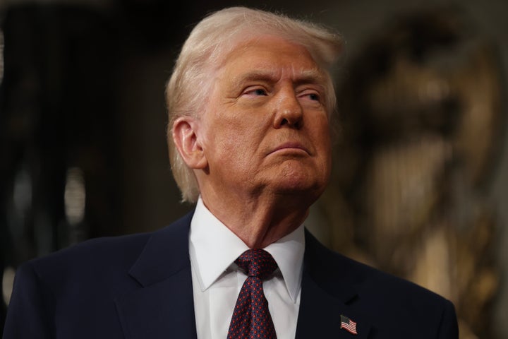 US President Donald Trump addresses a joint session of Congress at the U.S. Capitol on March 04, 2025 in Washington, DC. 