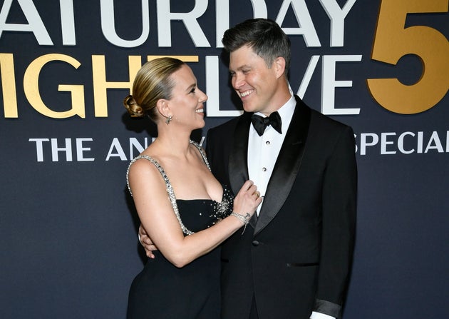 Scarlett Johansson and Colin Jost at a special SNL event last month