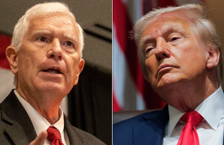 Former Rep. Mo Brooks (left) recently slammed President Donald Trump (right) for his public blowout with Ukrainian President Volodymyr Zelenskyy.