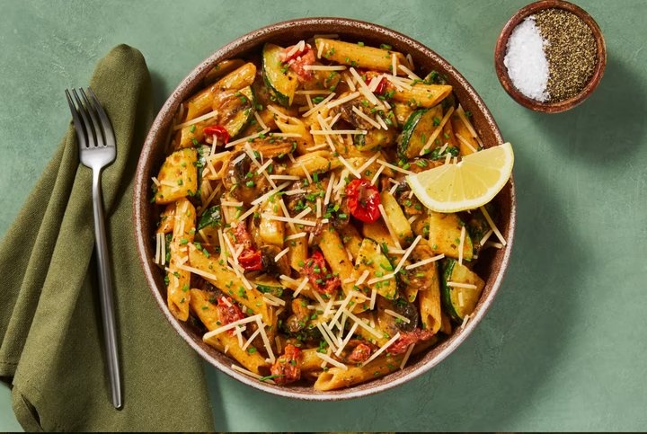 HelloFresh's vegetarian Silky Sicilian penne dish.