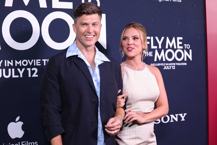 Johansson with her husband Colin Jost at the premiere of "Fly Me to the Moon" in 2024.