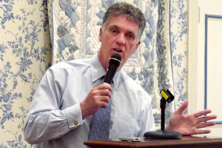 FILE - Former Congressman Dr. David Weldon speaks in The Villages, Fla., on May 31, 2012. (AP Photo/Brendan Farrington, File)