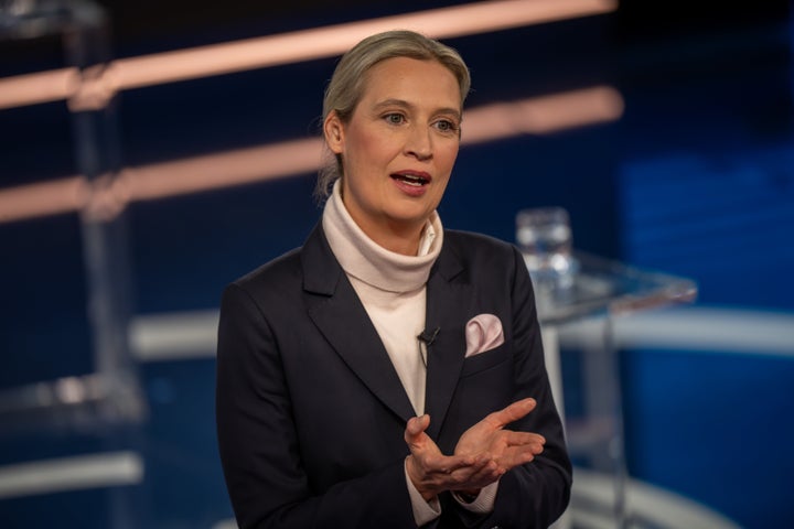 Alice Weidel speaks in Berlin on Feb. 13.