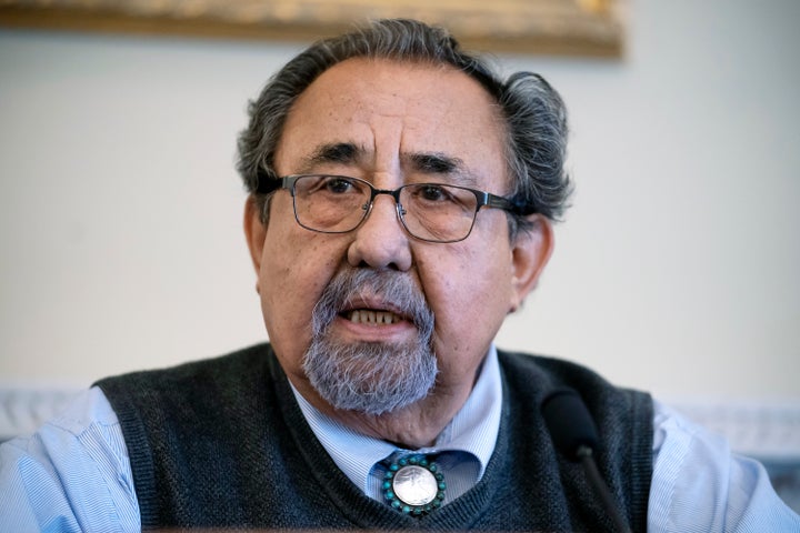 House Natural Resources Committee Chairman Raul Grijalva, D-Ariz., speaks at Capitol in Washington, March 28, 2022. 