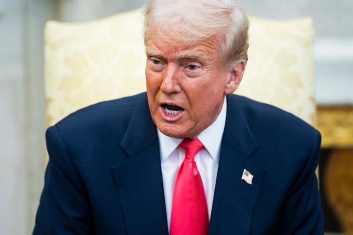 President Donald Trump meets with Ireland's Prime Minister Michael Martin in the Oval Office at the White House on Wednesday, March 12, 2025 in Washington, DC. (Photo by Jabin Botsford/The Washington Post via Getty Images)